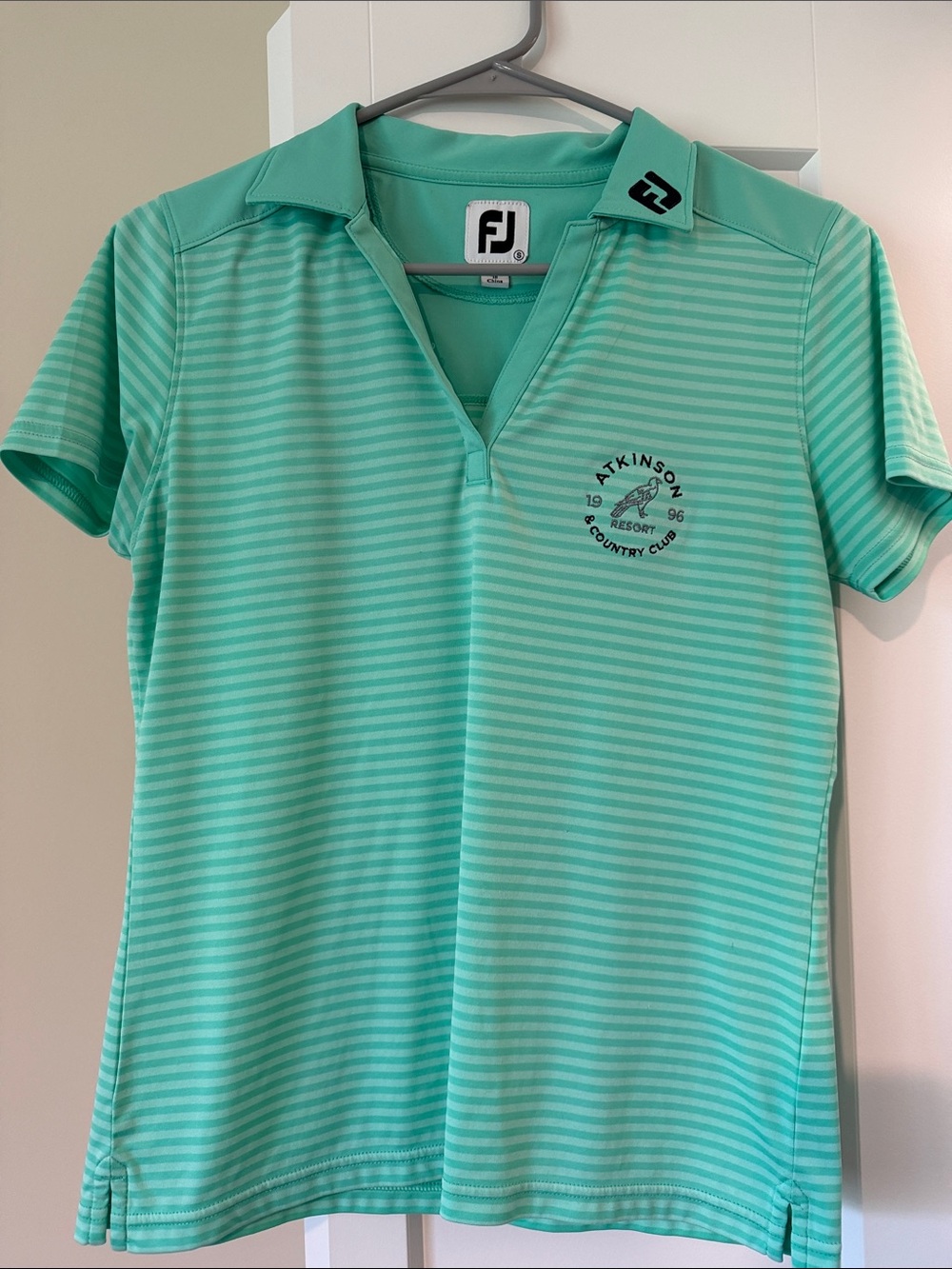 Women’s FootJoy Mint Green Striped Golf Polo Shirt Size S